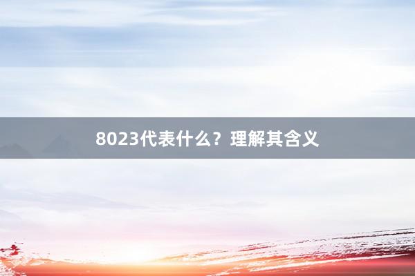 8023代表什么？理解其含义